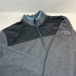 Callaway 1/4 Zip Long Sleeve Mens XL Jacket Gray W/ Black Herringbone Section